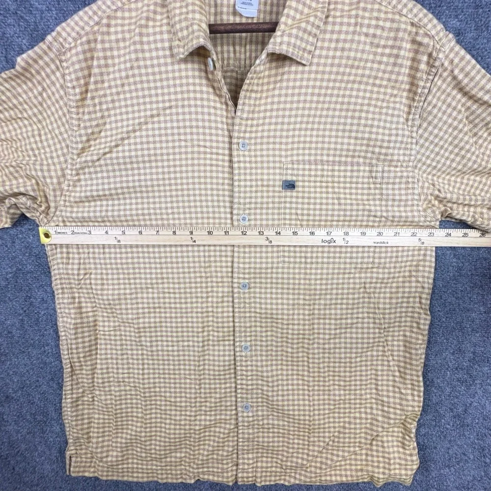 The North Face A5 Series Mens XL Gingham Button Down Shirt Yellow Short Sleeve